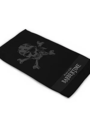BARBERTIME Black Towel - stylový bavlněný ručník s pirátským logem - černý Must-Have