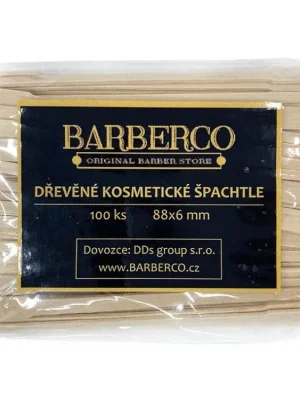 BARBERCO Dřevěné MINI špachtle k nanášení vosku 88x6mm - 100ks Odeslání Ihned