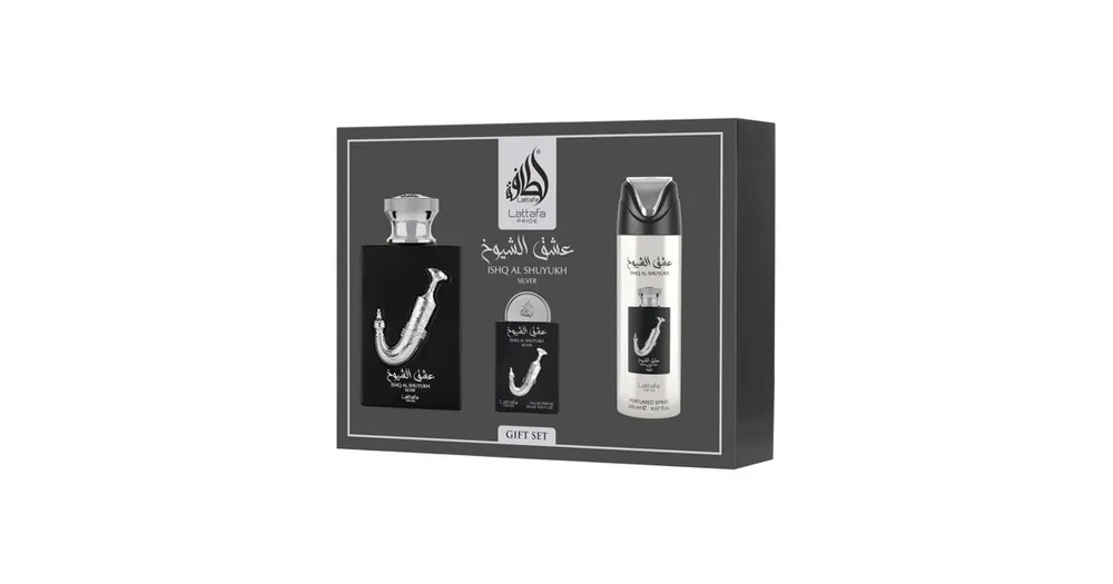 Ihned K Objednání Lattafa Pride Ishq Al Shuyukh Silver EDP 100 ml + EDP 20 ml + DEO ve spreji 200 ml UNISEX